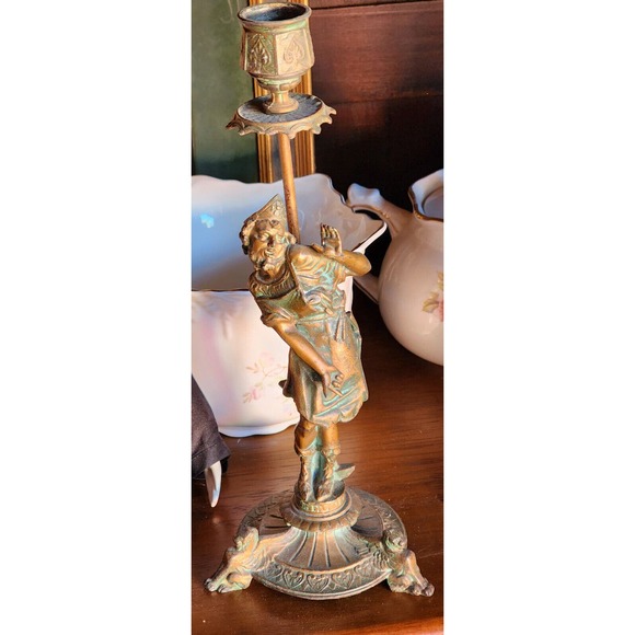 Antique/ Vintage Set of 3 Bronze Candle Holders - Picture 11 of 16